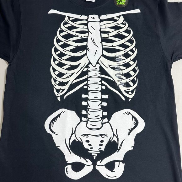 Skeleton Rib Cage Cotton T-Shirt Unisex Large Black Short Sleeves Crew Neck NWOT - Picture 4 of 12